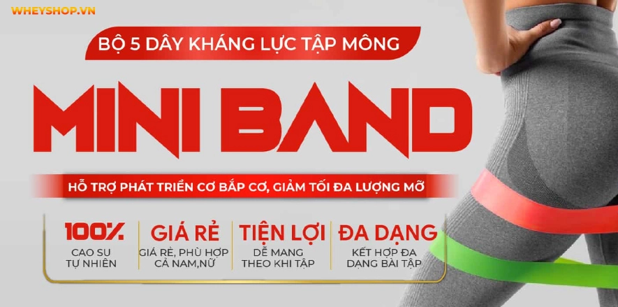 Dây Mini Band có thể ứng dụng vào rất nhiều bài tập vùng cơ mông, đùi,... và nh���ng bài tập giảm cân toàn thân. cùng xem WheyShop hướng dẫn thực hiện bài tập...