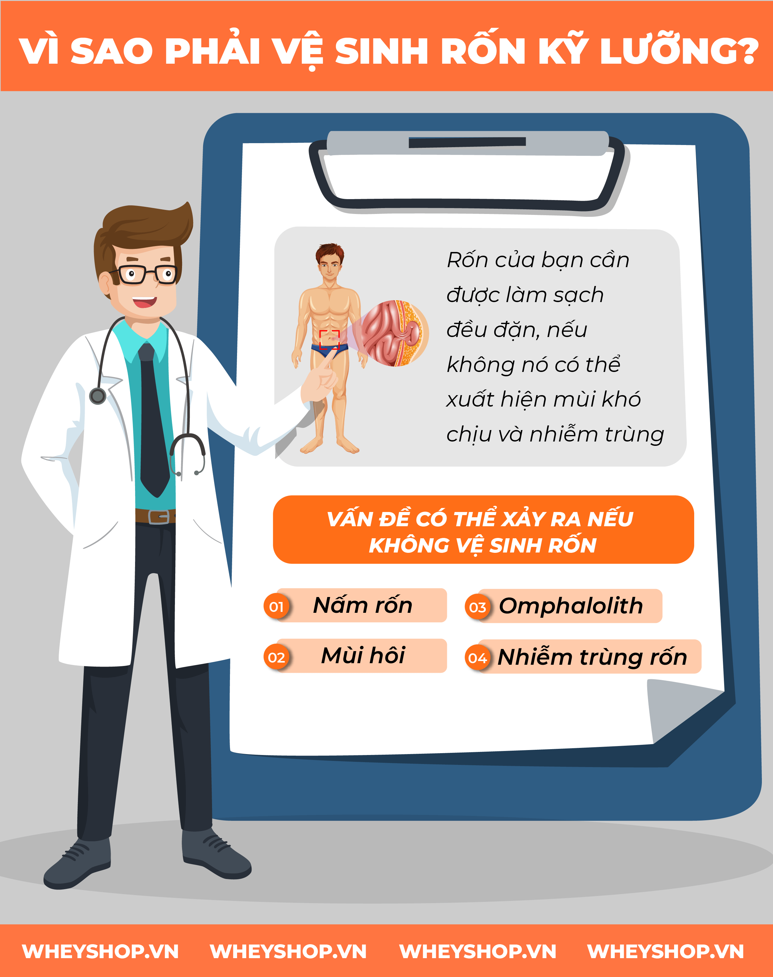 Cùng WheyShop tìm hiểu cách vệ sinh rốn chính xác, an toàn mà ai cũng cần biết để phòng tránh bệnh tật, bảo vệ sức khoẻ...