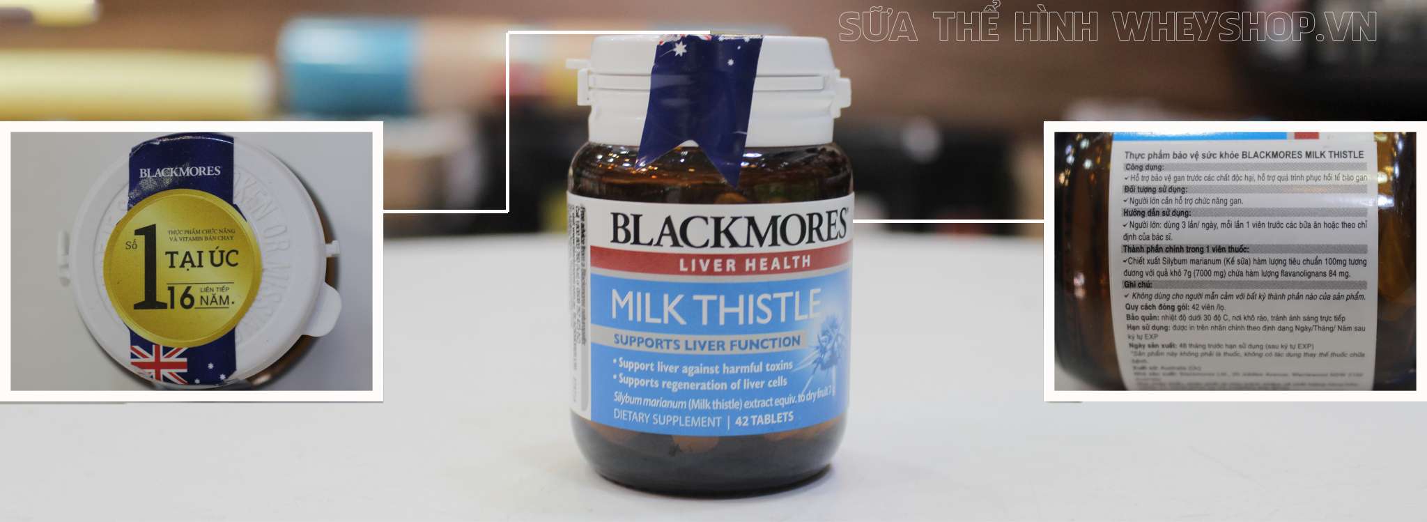 Blackmores Milk Thistle 42 vien tem nhan hieu chinh hang tai wheyshop