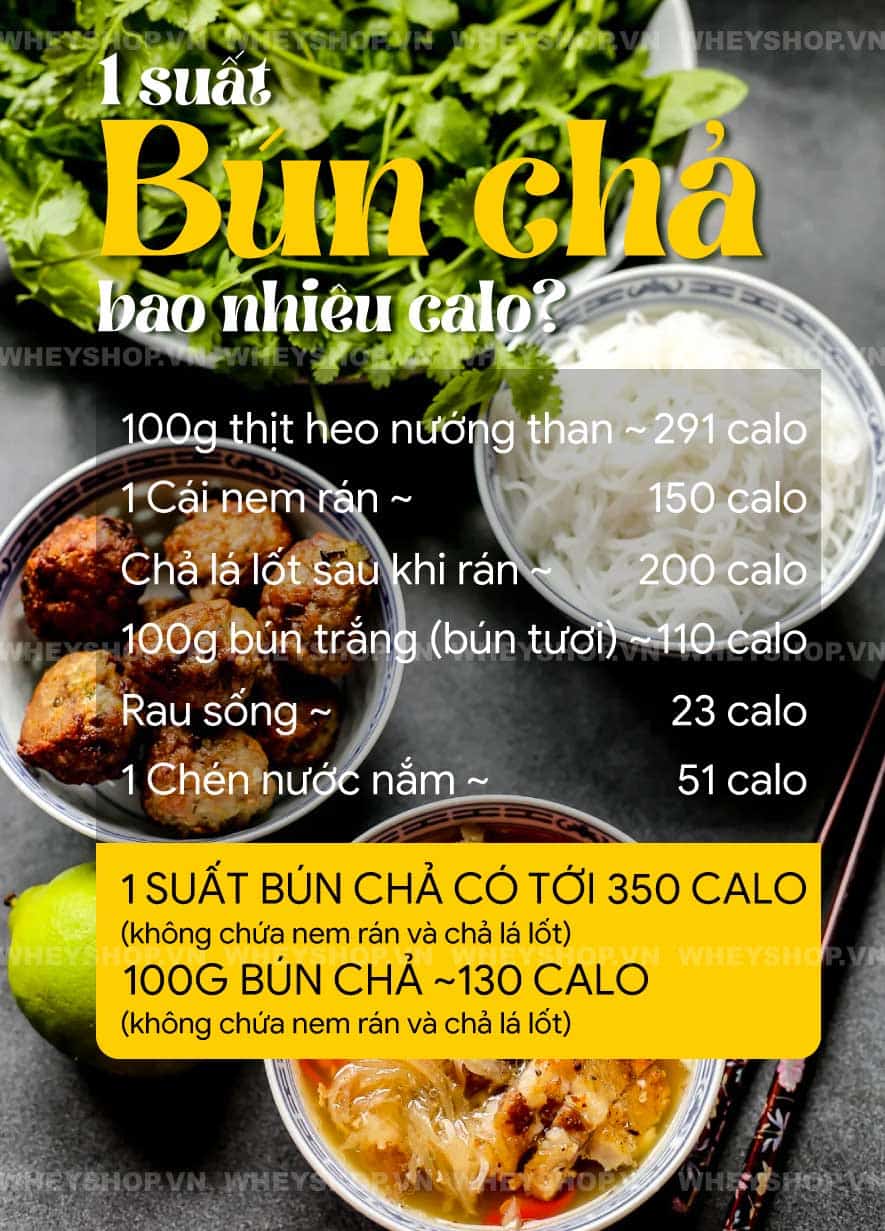 Chắc hẳn người miền Bắc không còn xa lạ với món ăn dân dã, bình dị bún chả. Cùng WheyShop giải đáp 1 suất bún chả bao nhiêu calo? Ăn bún chả nhiều có béo...