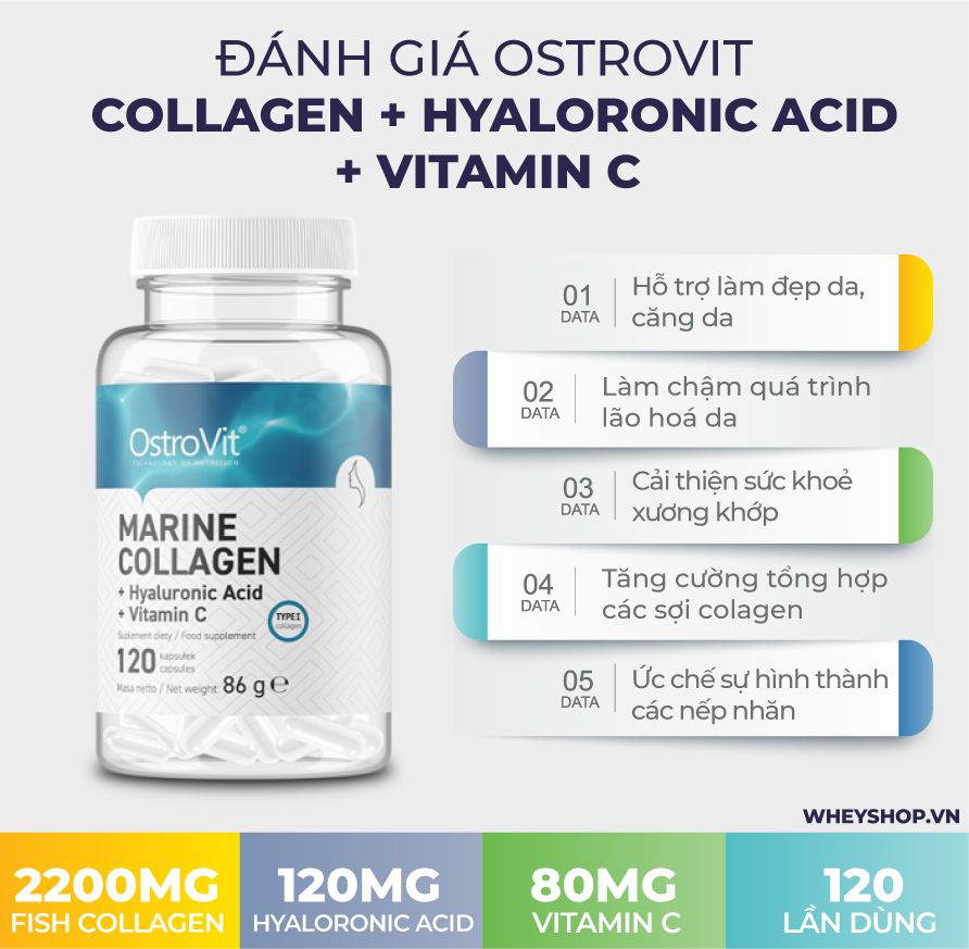 Nếu bạn đang phân vân đánh giá Ostrovit Collagen+Hyaloronic Acid+Vitamin C có tốt không thì hãy cùng WheyShop tham khảo qua bài viết ngay nhé...