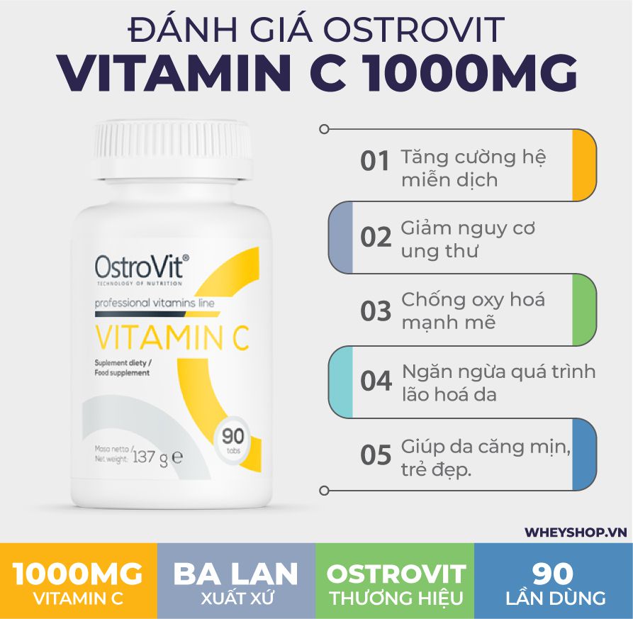 Nếu bạn đang băn khoăn về công dụng của Ostrovit Vitamin C thì hãy cùng WheyShop review đánh giá Ostrovit Vitamin C qua bài viết sau...