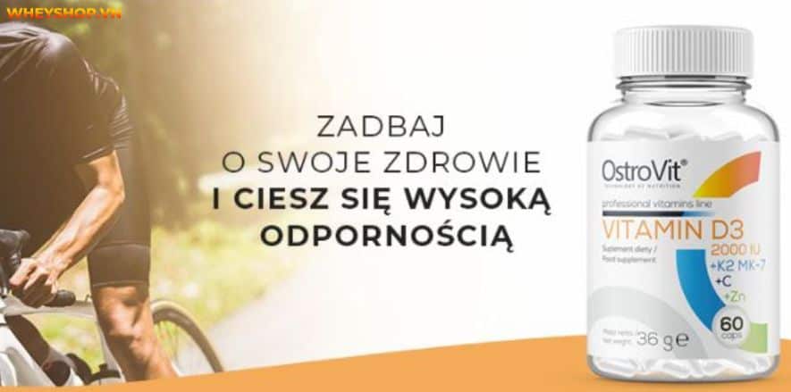 Cùng WheyShop review đánh giá OstroVit Vitamin D3 2000IU + K2 MK-7 + VC + Zinc có tốt không qua bài viết chi tiết sau đây ngay nhé...