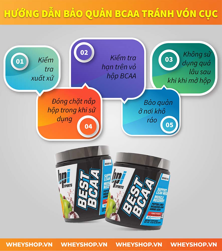 Cùng WheyShop tham khảo tại sao BCAA bị vón cục, BCAA bị vón cục có ảnh hưởng chất lượng không, BCAA bị vón cục có dùng được không...