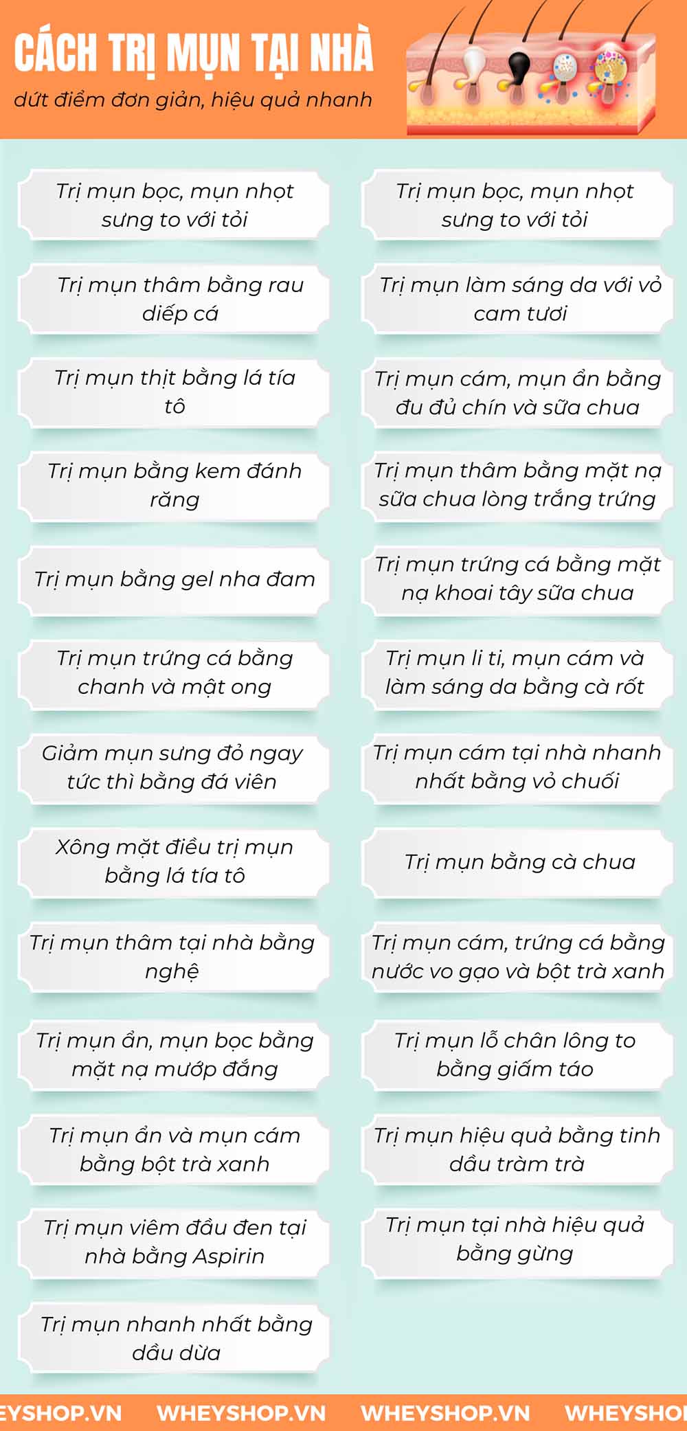 Mụn luôn là "kẻ thù" của nhiều chị em phụ nữ. Vậy làm cách nào để hết mụn? Bài viết dưới đây sẽ bật mí 25 cách làm hết mụn tại nhà hiệu quả, đơn giản, dễ...