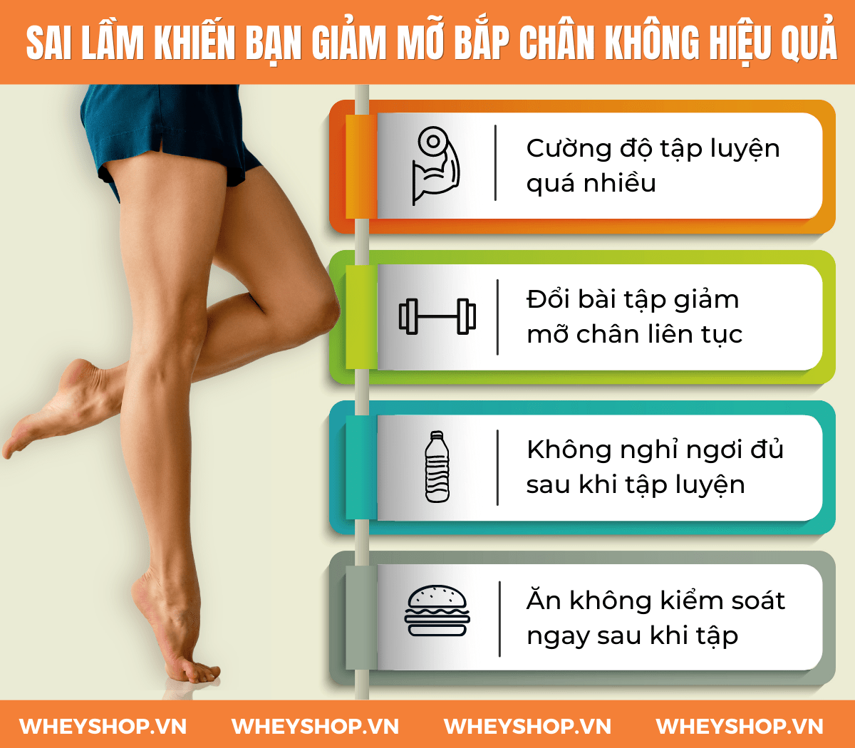 Nếu bạn đang băn khoăn tìm cách giảm mỡ bắp chân nhanh chóng, hiệu quả thì hãy cùng WheyShop tham khảo chi tiết bài viết ngay sau đây...