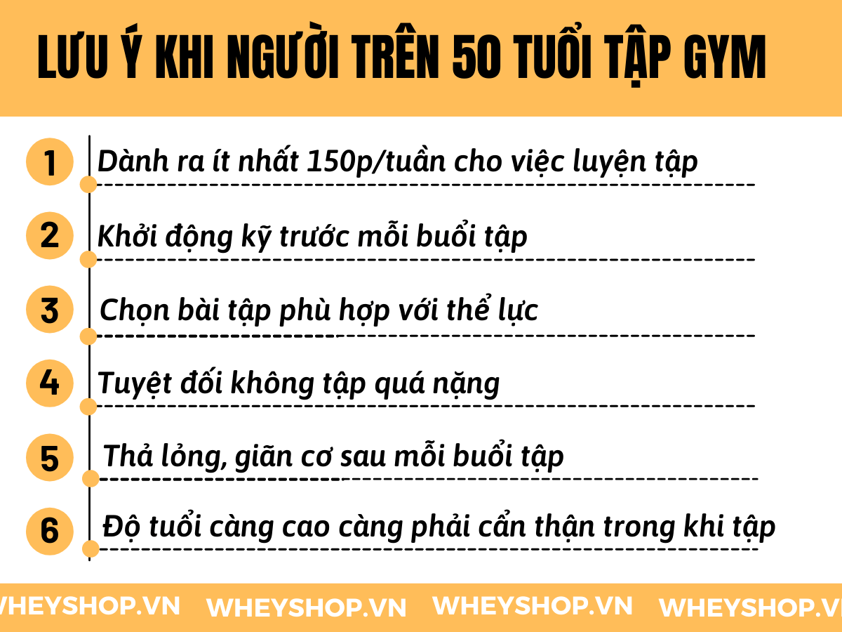 Tập thể hình là một cách để nâng cao sức khỏe. Hãy cùng WheyShop tìm hiểu lời khuyên hữu ích về vấn đề tập thể hình tuổi 50 sao cho hiệu quả nhất...