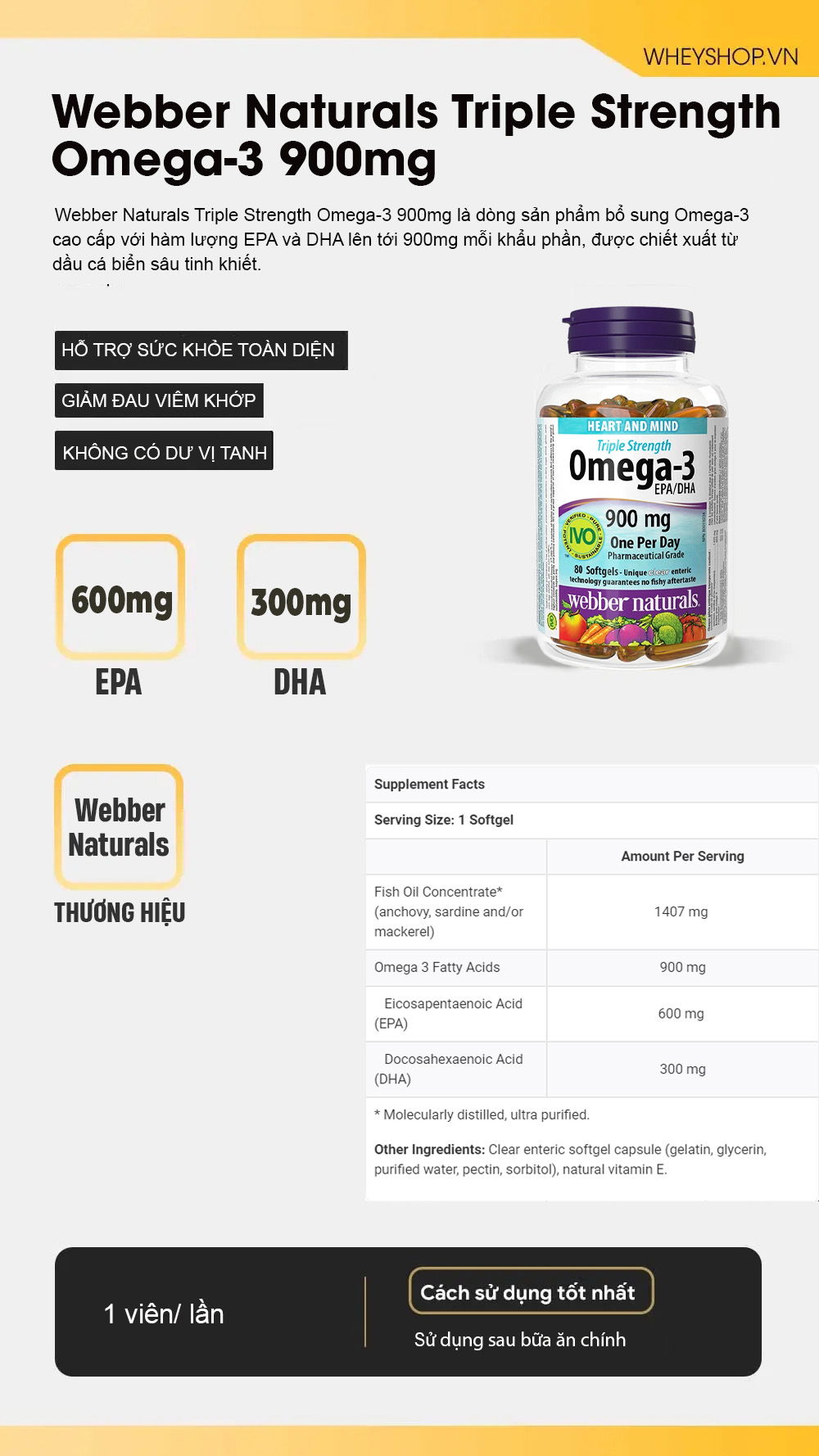 Webber Naturals Triple Strength Omega-3 900mg (80 viên) 4 Webber Naturals Triple Strength Omega-3 900mg