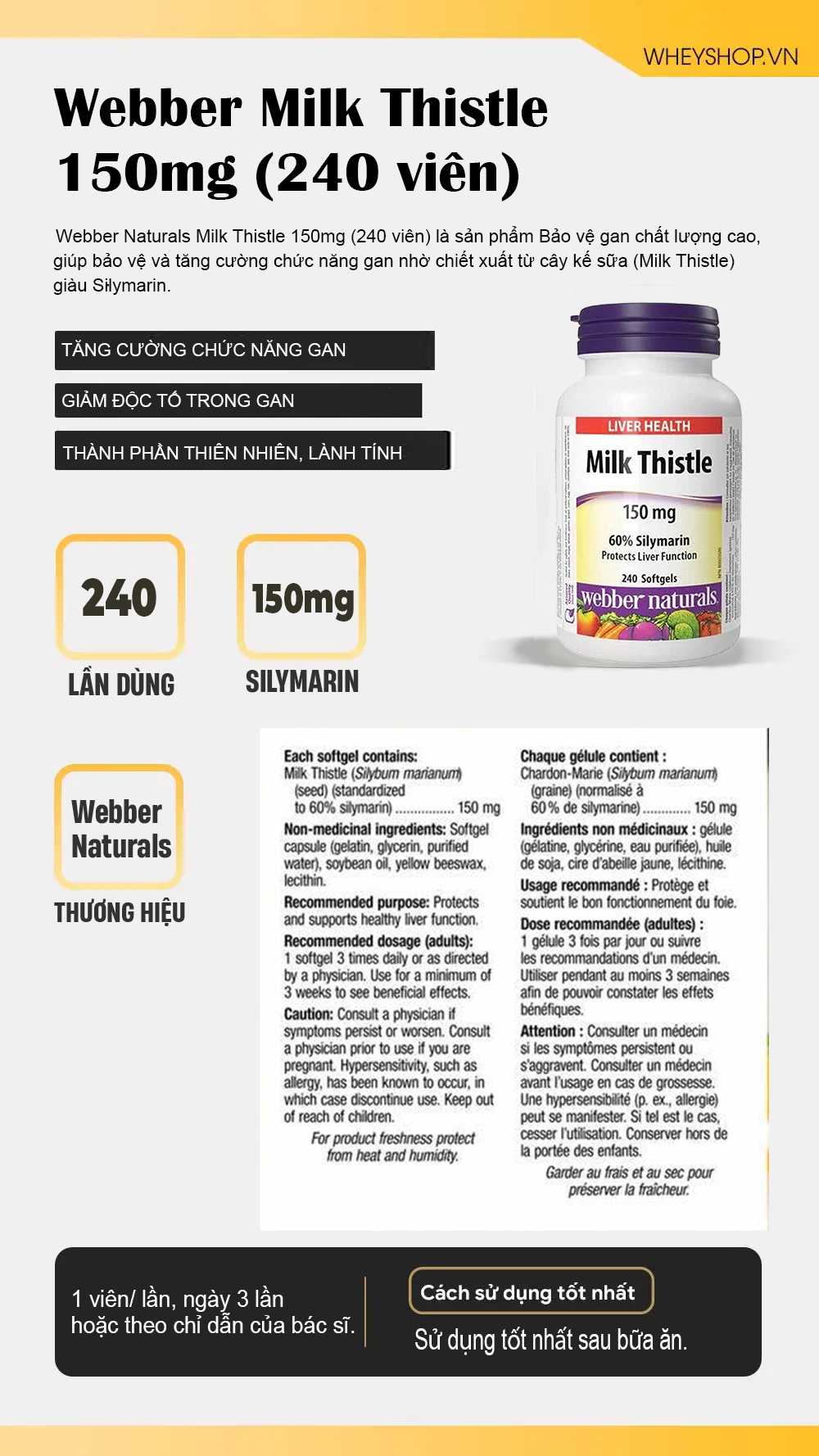 Webber Milk Thistle 150mg (240 viên) 7 info milk thistle 160c43e3 cf85 4484 ae81 89ed4991bee8