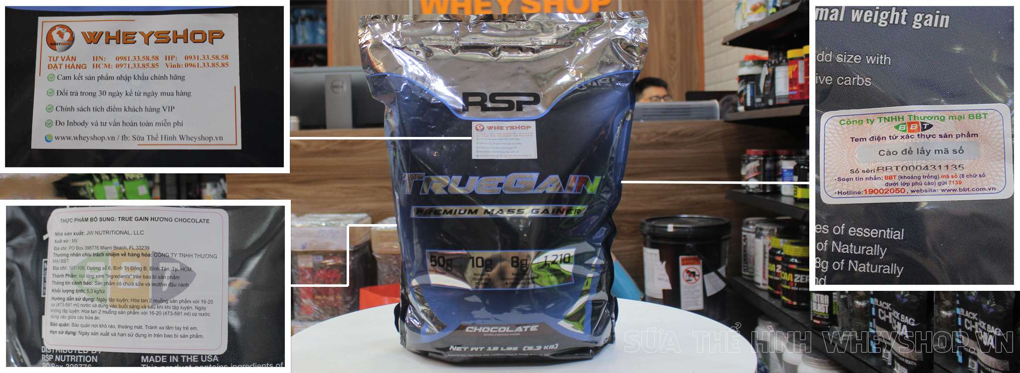 mass true gain tem nhan hieu chinh hang tai wheyshop