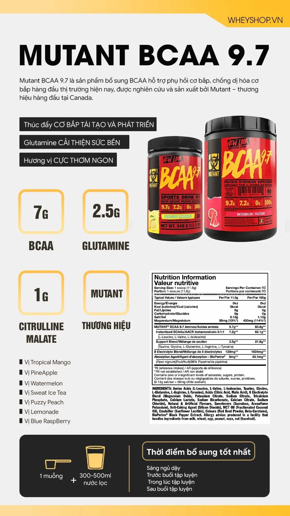 Mutant BCAA 9.7 (30 lần dùng) 4 mutant bcaa 90sv infor