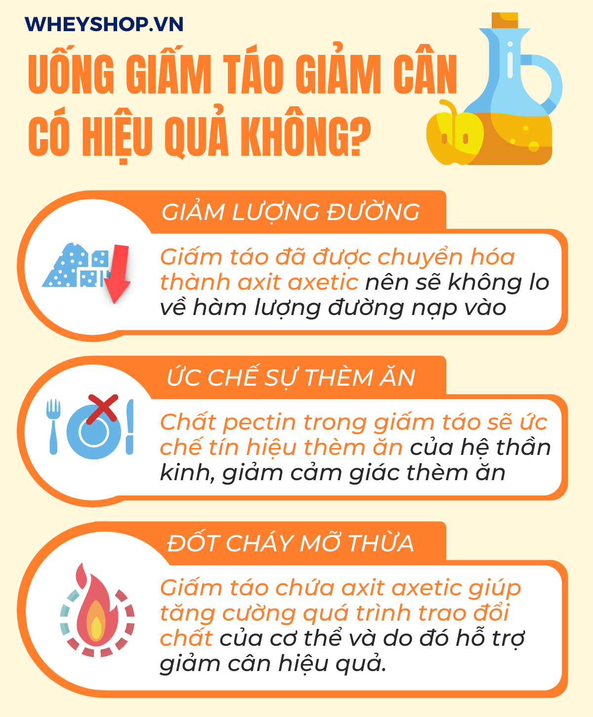 Nếu bạn đang băn khoăn giấm táo giảm cân hiệu quả không thì hãy cùng WheyShop tìm hiểu cách giảm cân bằng giấm táo và những lưu ý khi sử dụng...