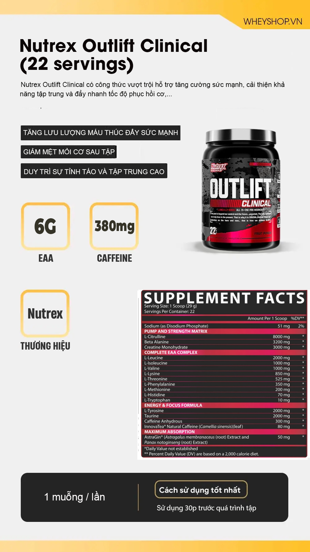 Nutrex Outlift Clinical (22 servings) 8 nutrex outlift clinical 22 servings