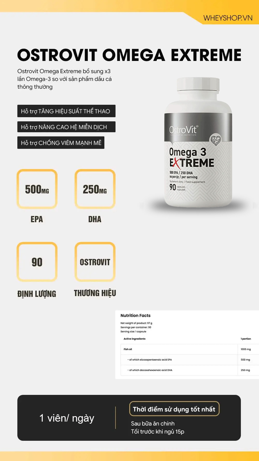 Ostrovit Omega-3 Extreme (90 viên) 4 ostrovit omega extreme 1000 mg 500mg epa250mg dha 90 vien
