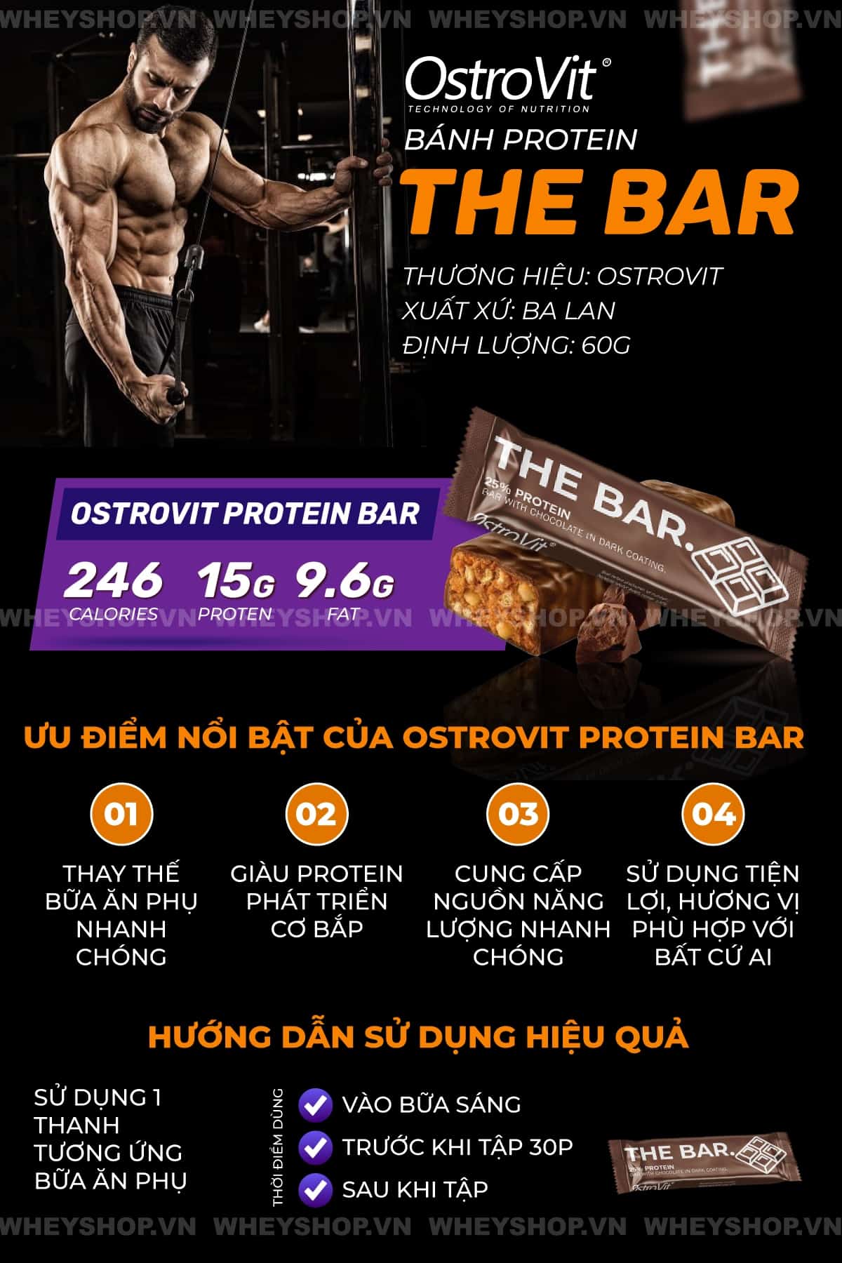 Ostrovit Protein Bar (21 Thanh) hỗ trợ thay thế bữa ăn phụ, tăng cơ giảm mỡ hiệu quả. Sản phẩm nhập khẩu chính hãng, cam kết giá rẻ tốt nhất Hà Nội TpHCM...