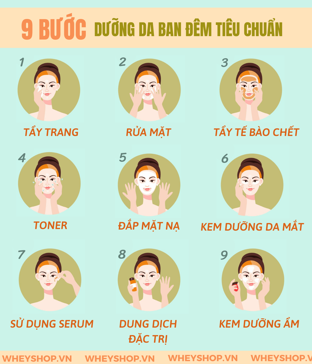Quy trình chăm sóc da ban đêm 9 bước kiểu Hàn Quốc hiện đang gây sốt khắp châu Á, vì phụ nữ thực hiện đầy đủ 9 bước chăm sóc da tiện lợi này sẽ có làn da...