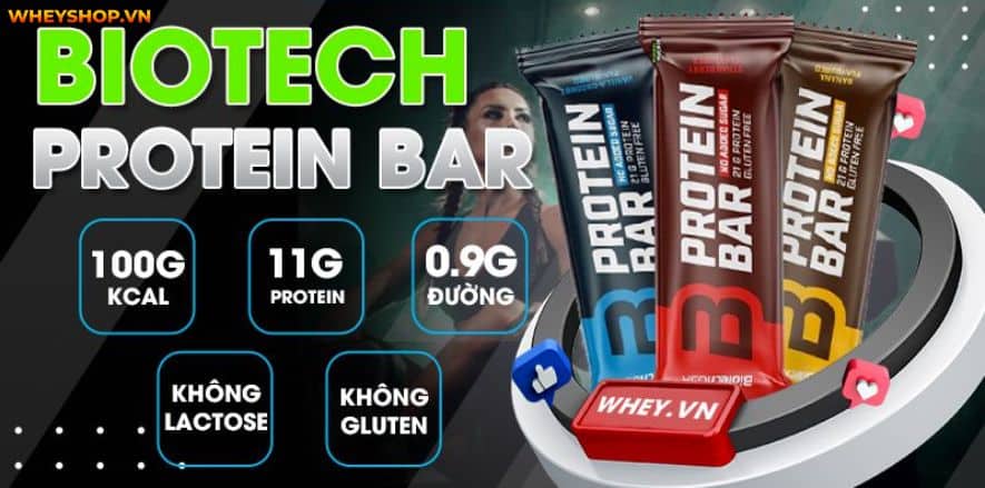 Biotech Protein Bar có dạng thanh như bánh xốp, nhưng hàm lượng protein cao. Cùng WheyShop review đánh giá bánh protein Biotech Protein Bar có tốt không...