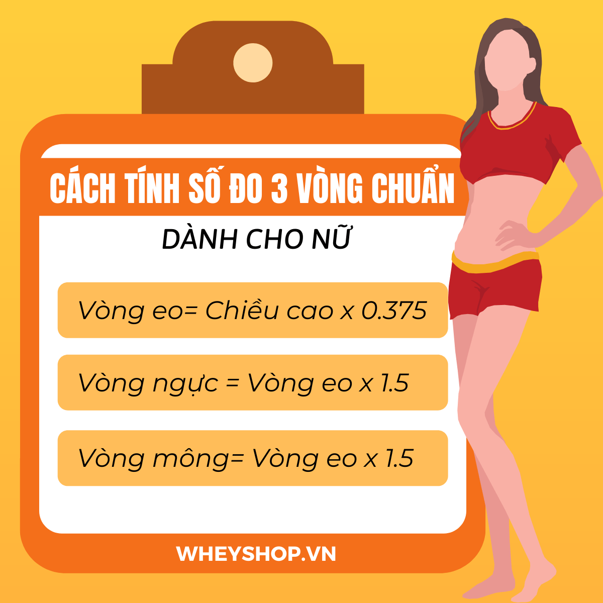 Nếu bạn cao 1m55 và đang thắc mắc số đo 3 vòng chuẩn của nữ cao 1m55 là bao nhiêu thì hãy cùng WheyShop tham khảo chi tiết bài viết...