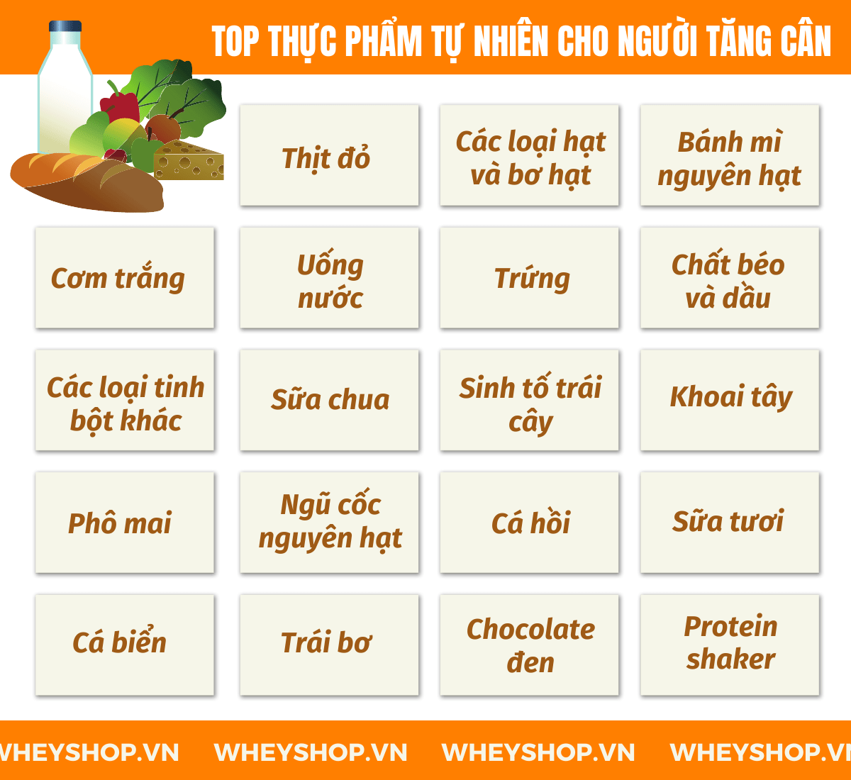 Nếu bạn đang băn khoăn tập thể hình ăn gì để tăng cân, hiệu quả thì hãy cùng WheyShop tham khảo chi tiết bài viết ngay sau đây nhé...