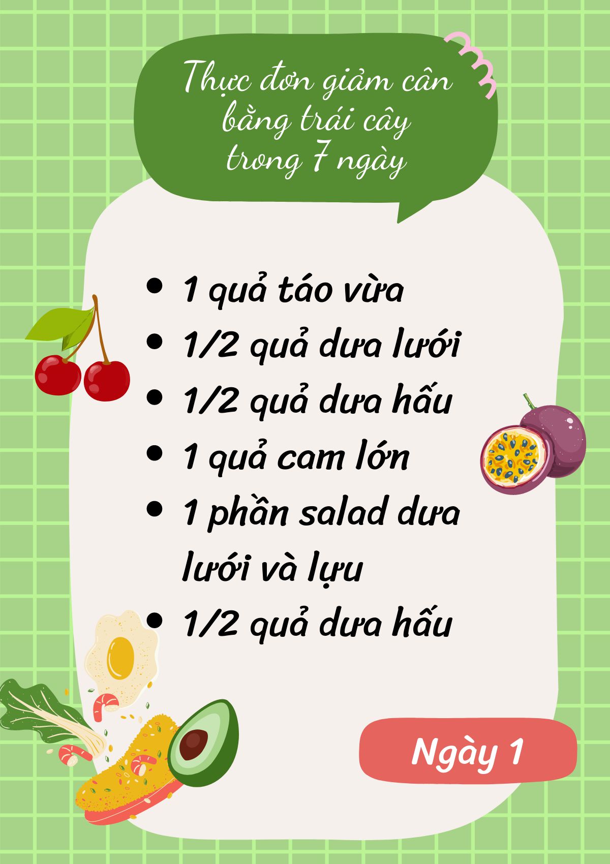 Thực đơn giảm cân bằng trái cây trong 7 ngày hay chế độ ăn kiêng General Motor Diet (GM) là một trong những chế độ ăn kiêng được các chị em phụ nữ ưa thích...