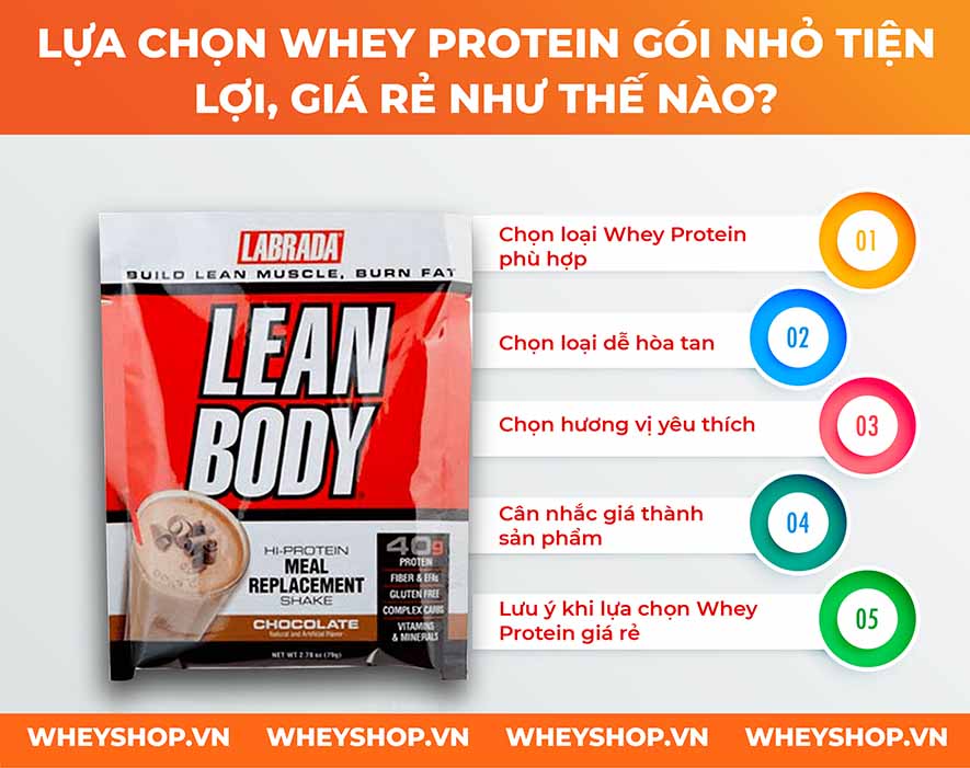 Nếu bạn băn khoăn muốn tìm kiếm Whey Protein gói nhỏ, whey giá rẻ phù hợp kinh tế, chất lượng thì hãy cùng WheyShop điểm qua top 5 whey protein gói nhỏ...