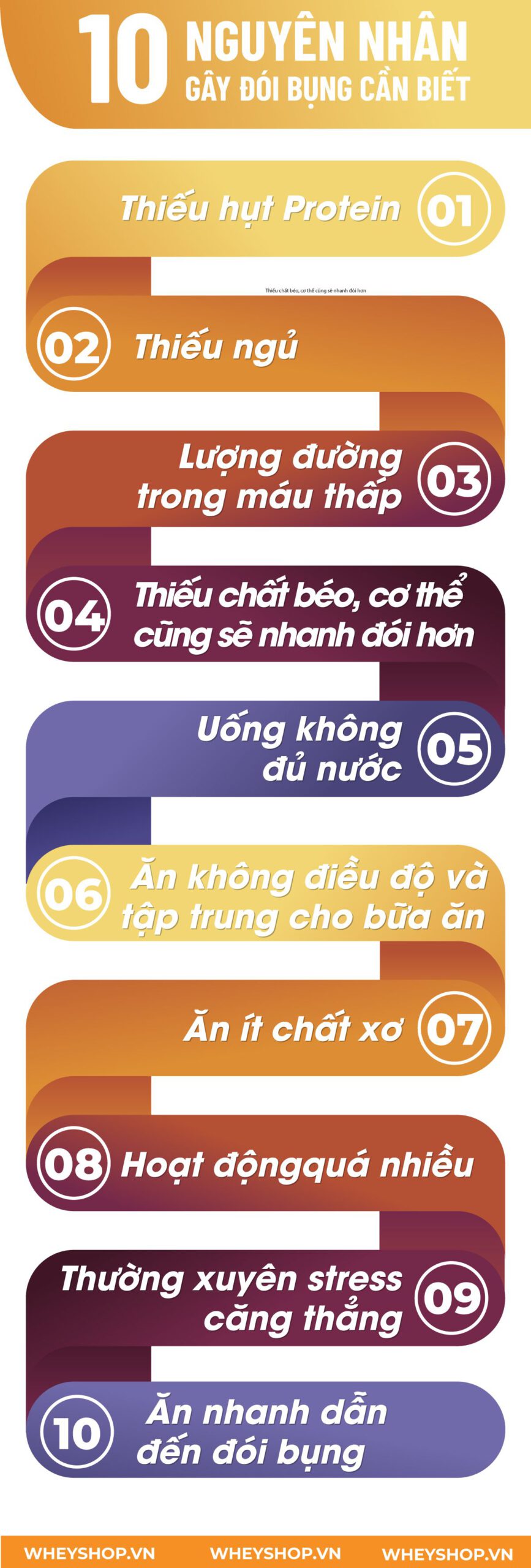 Nếu bạn thường xuyên gặp tình trạng đói bụng thì hãy cùng WheyShop điểm qua ngay 10 nguyên nhân đói bụng cần cảnh giác ngay nhé...