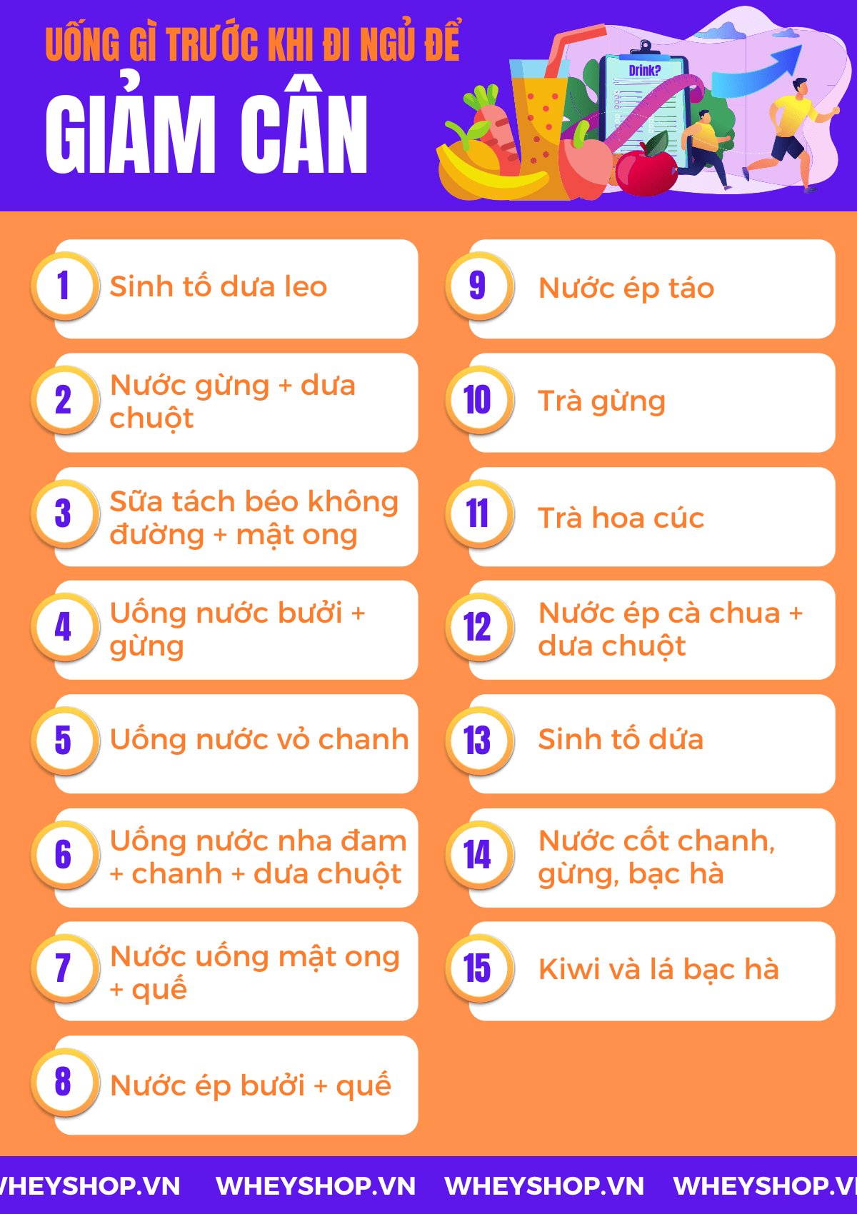 Uống gì trước khi đi ngủ để giảm cân hiệu quả? Cùng WheyShop tìm hiểu ngay 15 thức uống hỗ trợ giảm cân giảm mỡ hiệu quả tại...