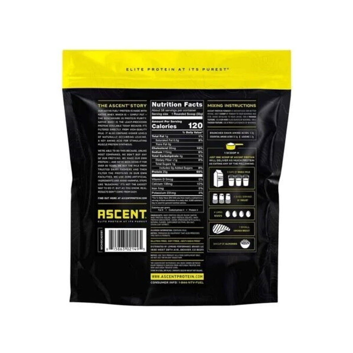 Ascent 100% Whey - Native Whey Protein Blend 4.25 lbs (1.9kg)