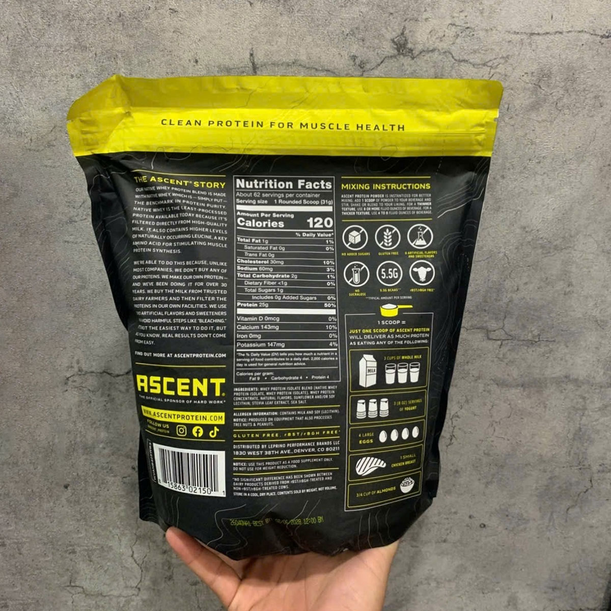 Ascent 100% Whey - Native Whey Protein Blend 4.25 lbs (1.9kg)