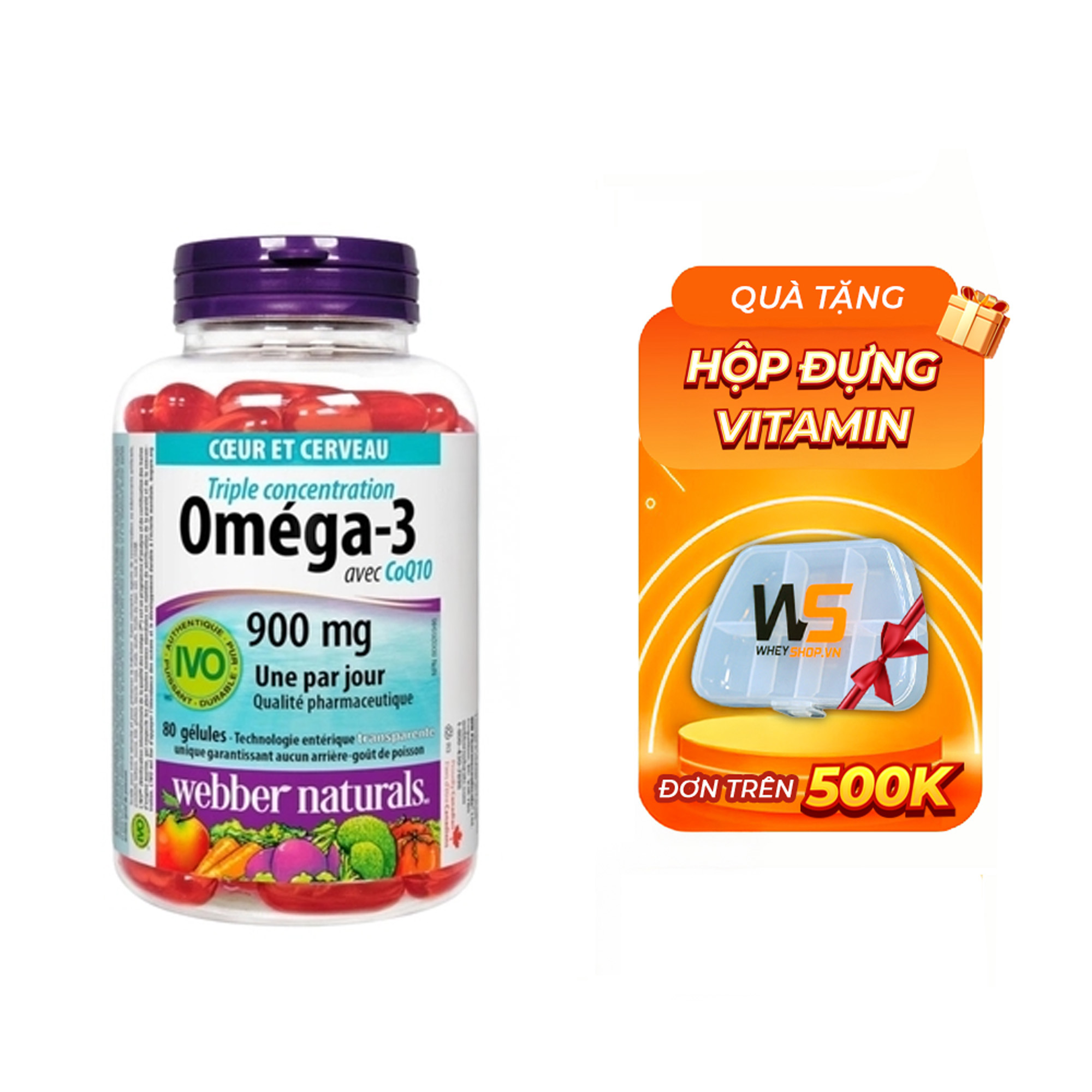 Webber Naturals Triple Strength Omega-3 with CoQ10 900mg (80 viên)