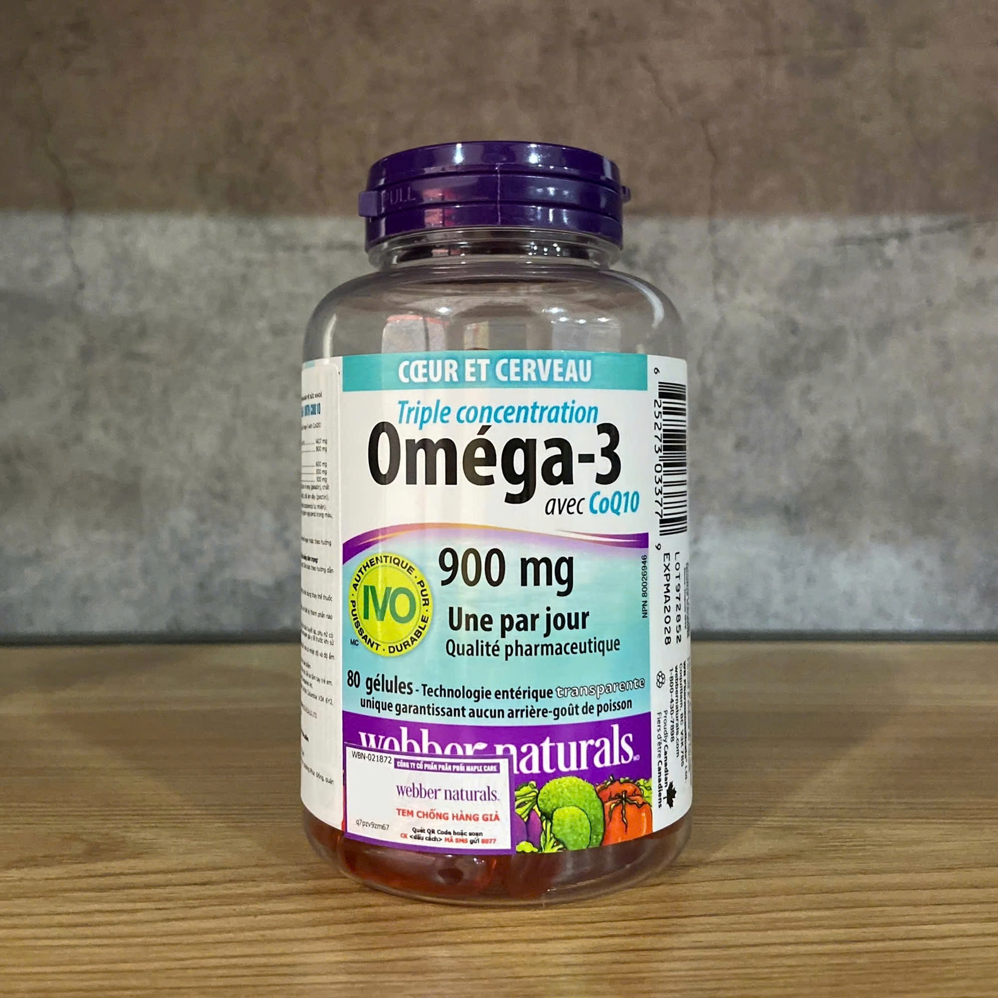 Webber Naturals Triple Strength Omega-3 with CoQ10 900mg (80 viên)