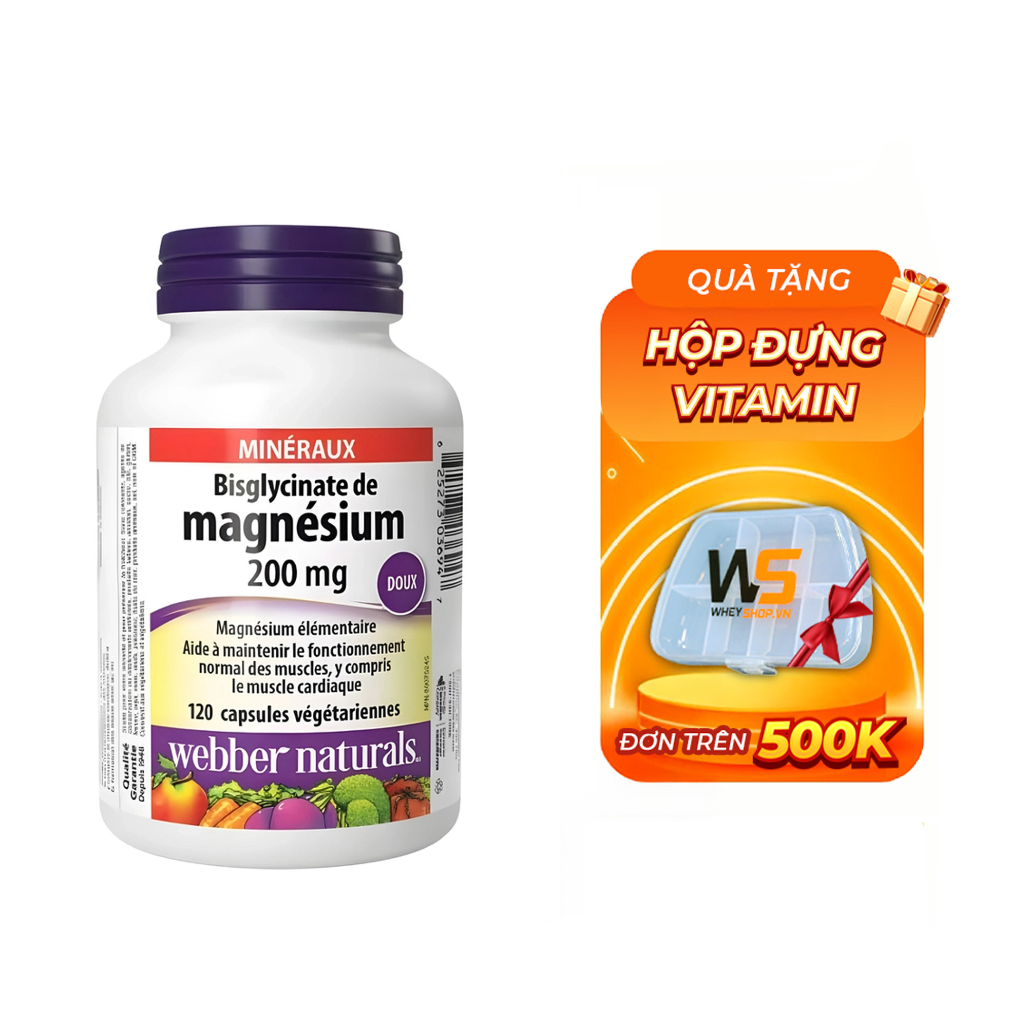Webber Naturals Magnesium Bisglycinate 200mg (120 viên)