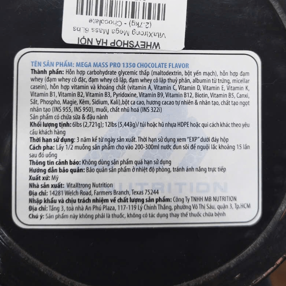 VitaXtrong Mega Mass 6Lbs (2.7kg)