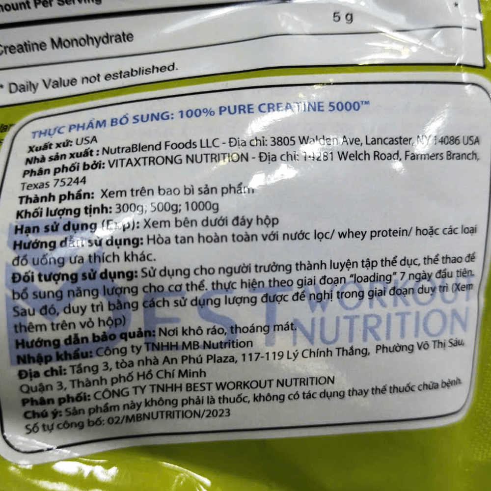 VitaXtrong 100% Pure Creatine 5000 (500g)