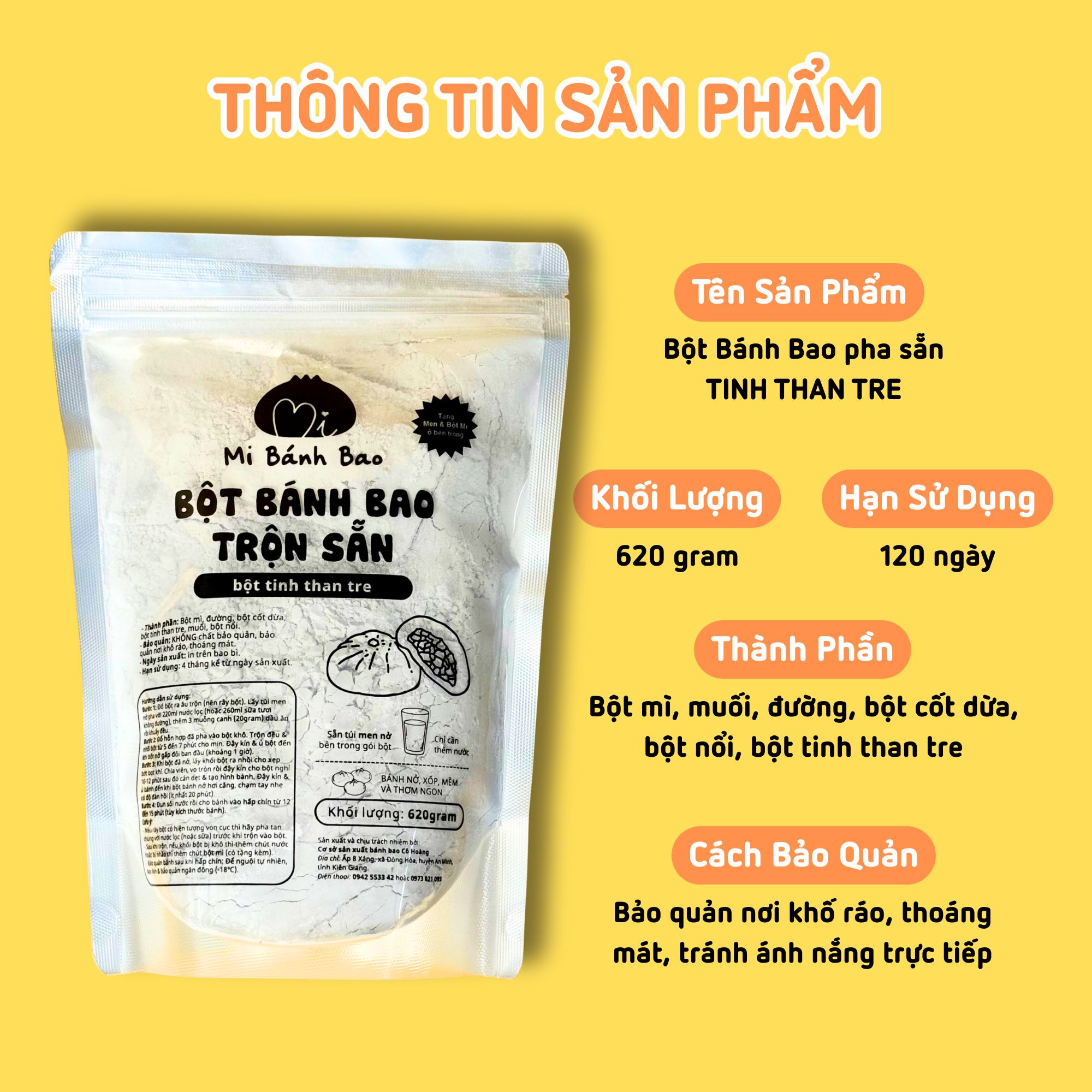 BỘT MÌ TINH THAN TRE pha sẵn 620gram