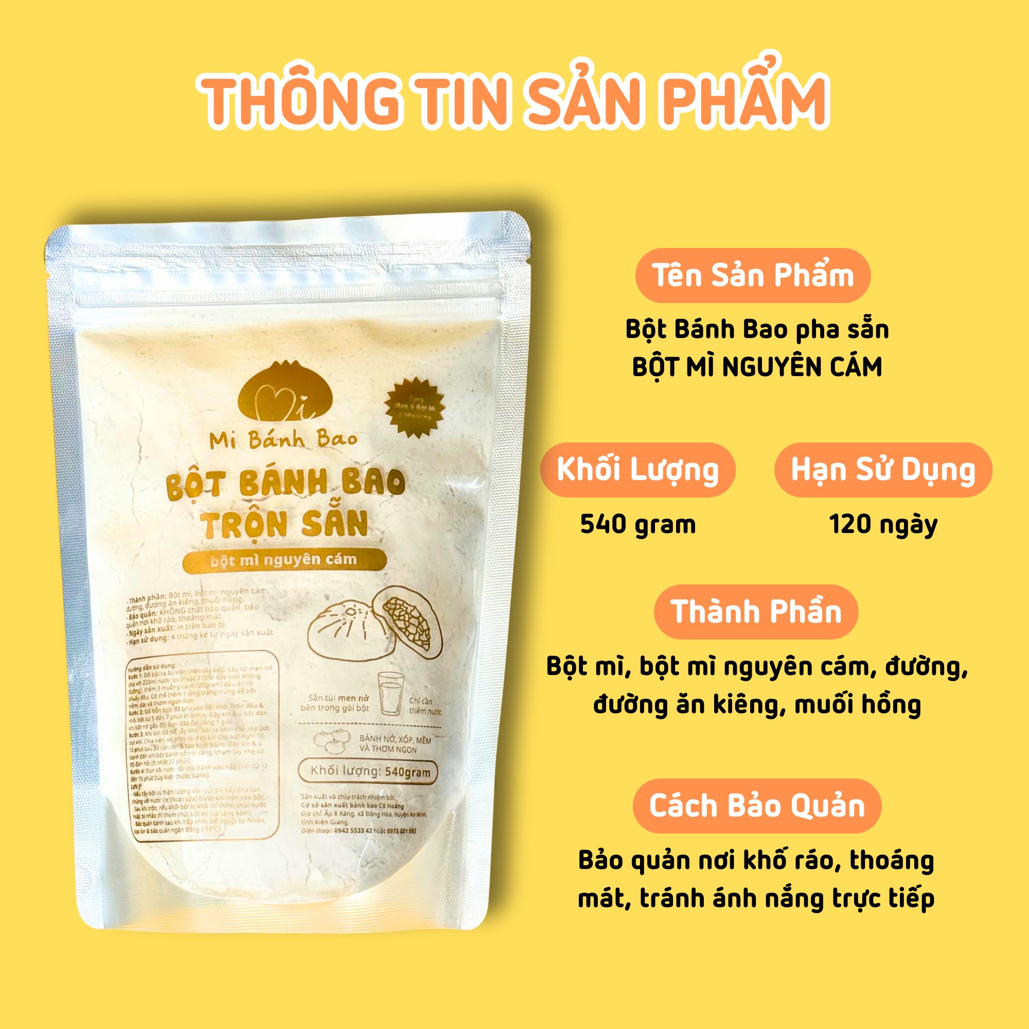 BỘT MÌ NGUYÊN CÁM pha sẵn 540gram