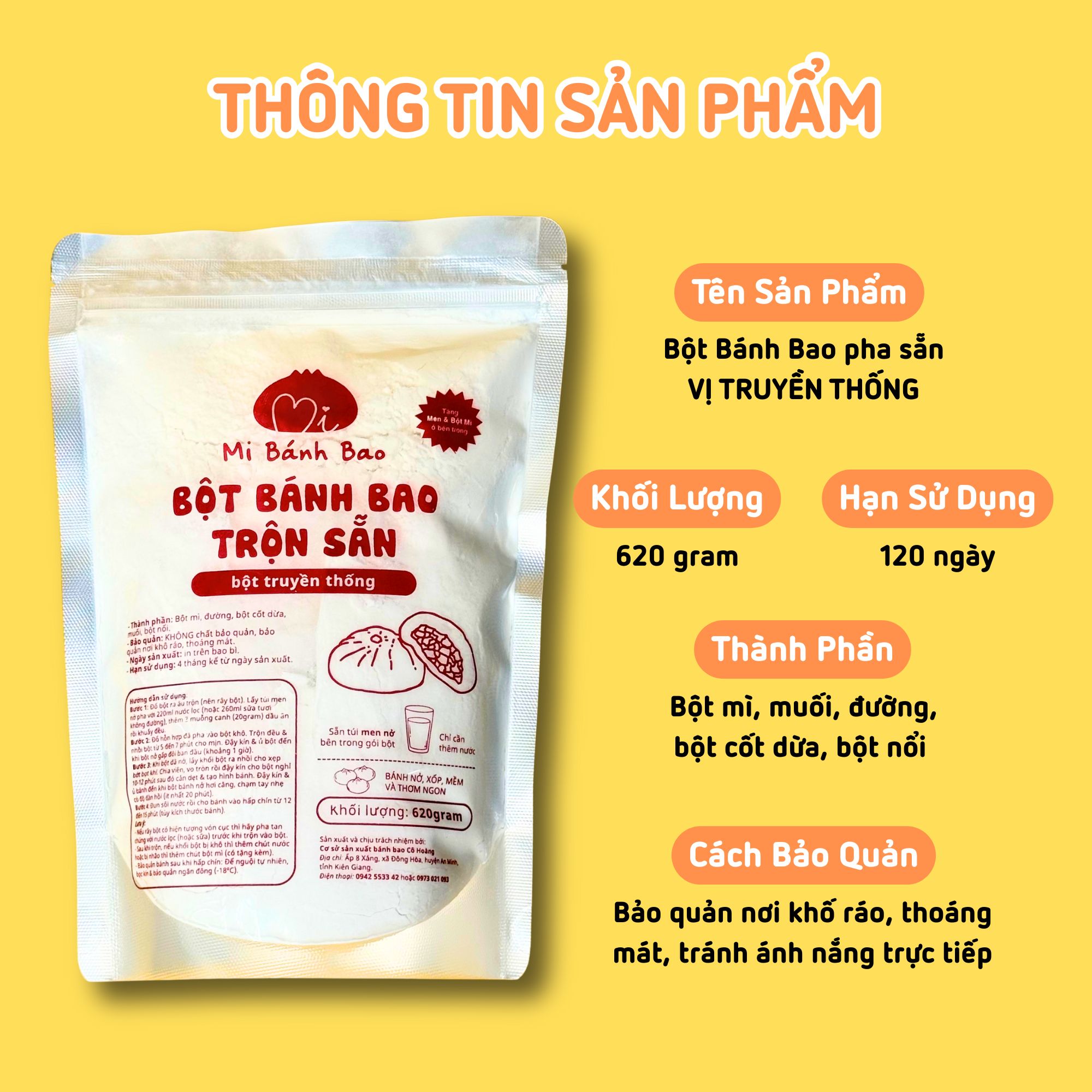 BỘT MÌ TRUYỀN THỐNG pha sẵn 620gram