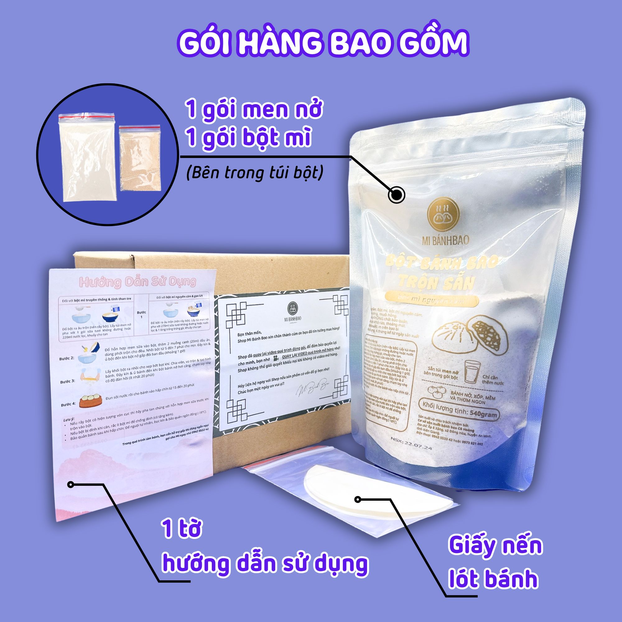 BỘT MÌ NGUYÊN CÁM pha sẵn 540gram
