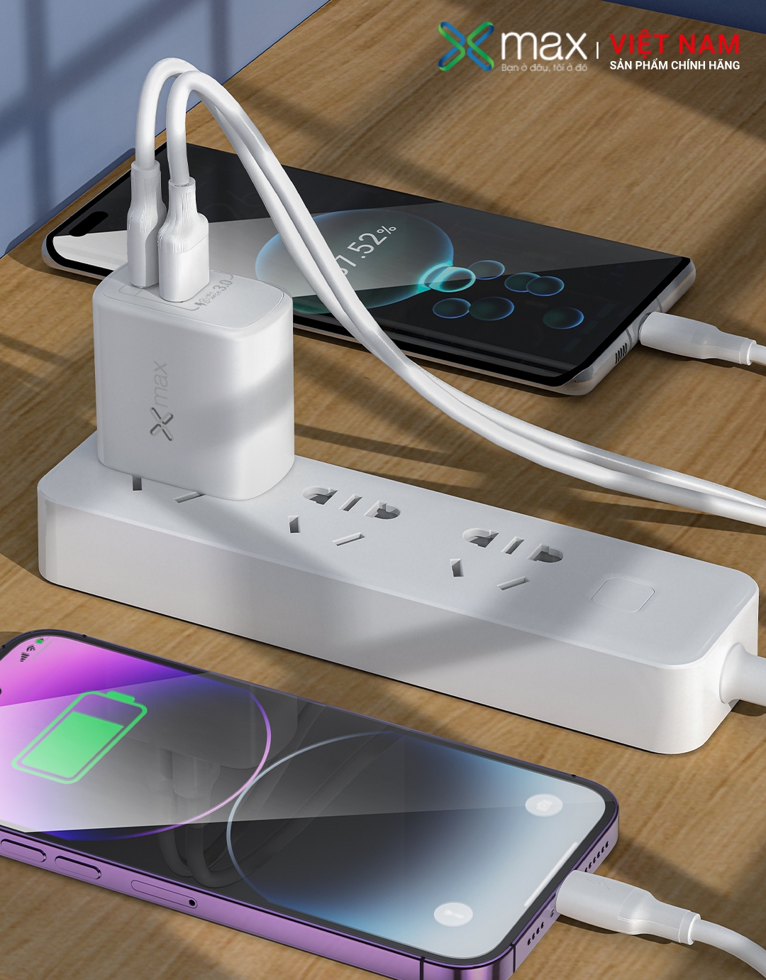 Củ Sạc 2 Cổng Siêu Nhanh 25W PD25W+QC3.0 XMAX XWF02