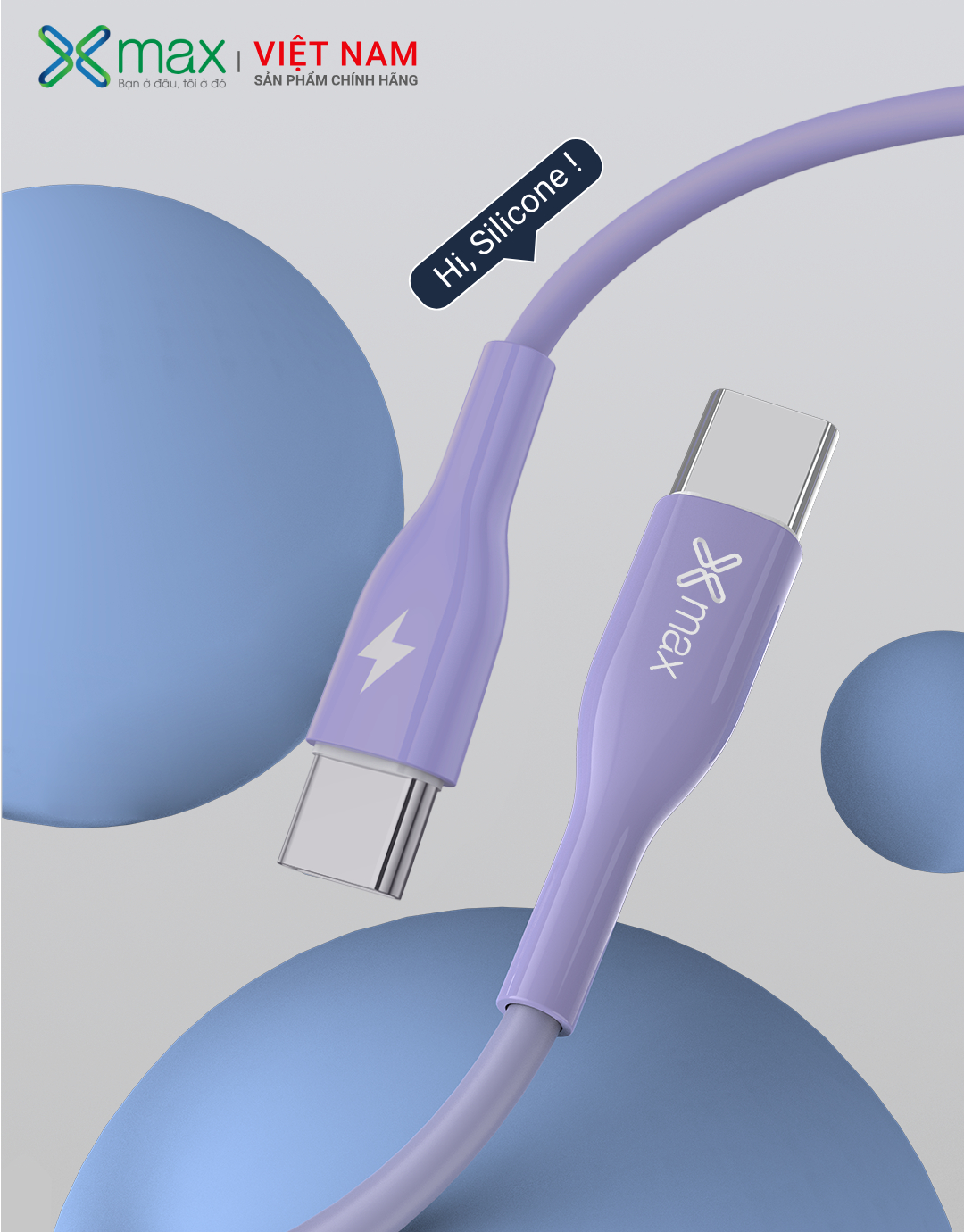 Cáp Silicone Sạc Siêu Nhanh 66W Type C to C XMAX XXCC02