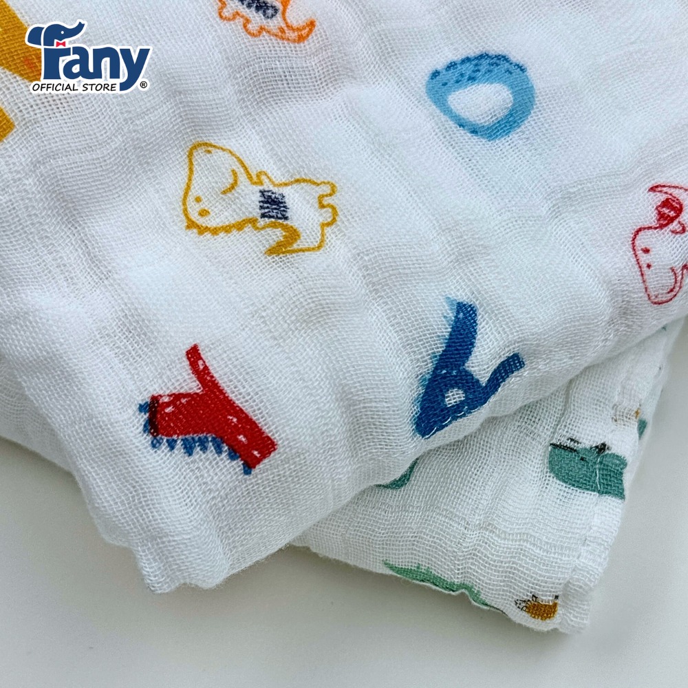 FANY - SET 2 KHĂN GẠC/KHĂN TẮM IN CAO CẤP 4 LỚP 80 X 80 CM