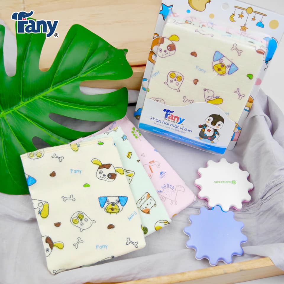KHĂN MÀU 2 MẶT VỈ 6 CÁI IN