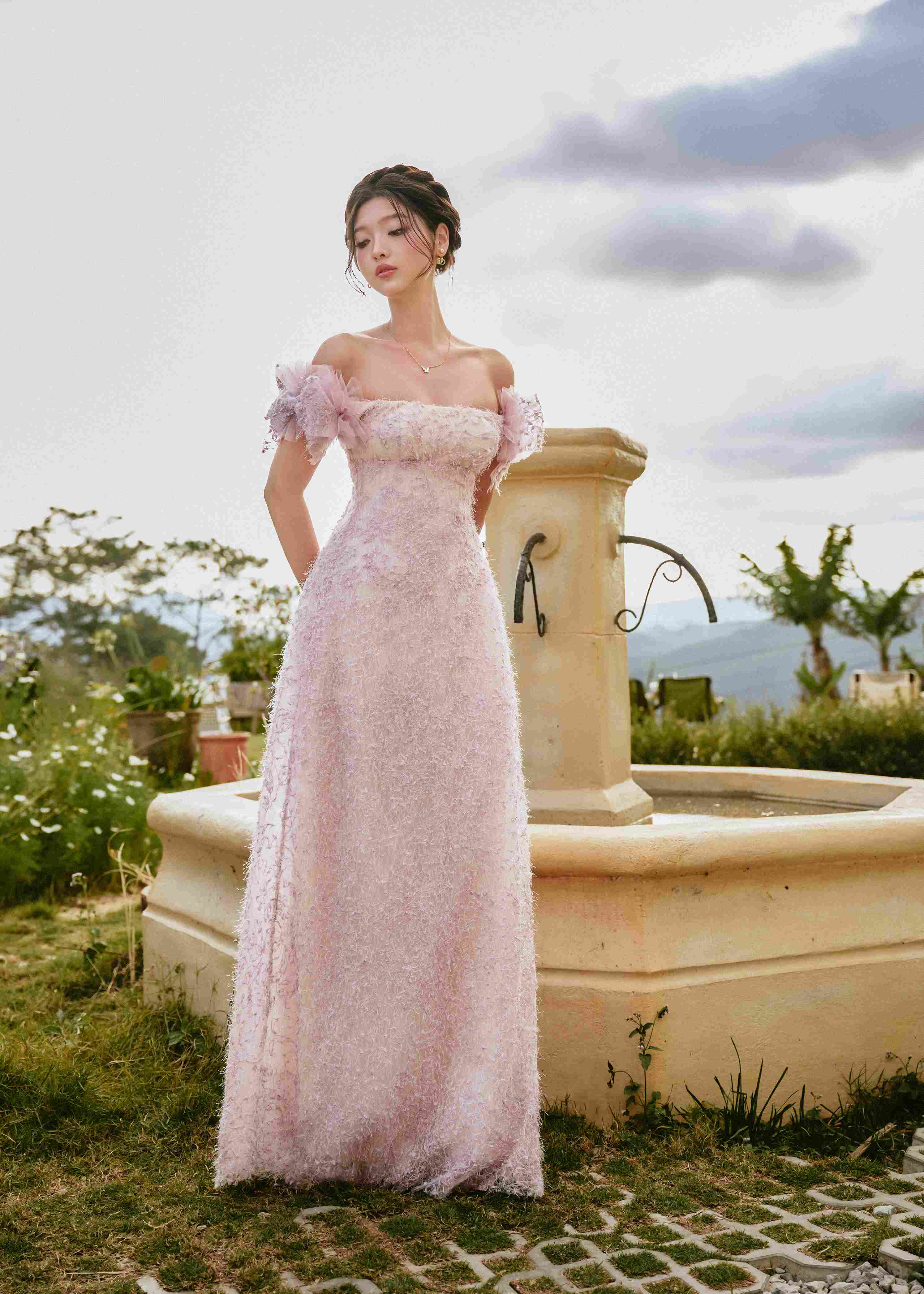 pink sophie dress Pink Sophie Dress with Gold Fleck Miss Scarlett Boutique