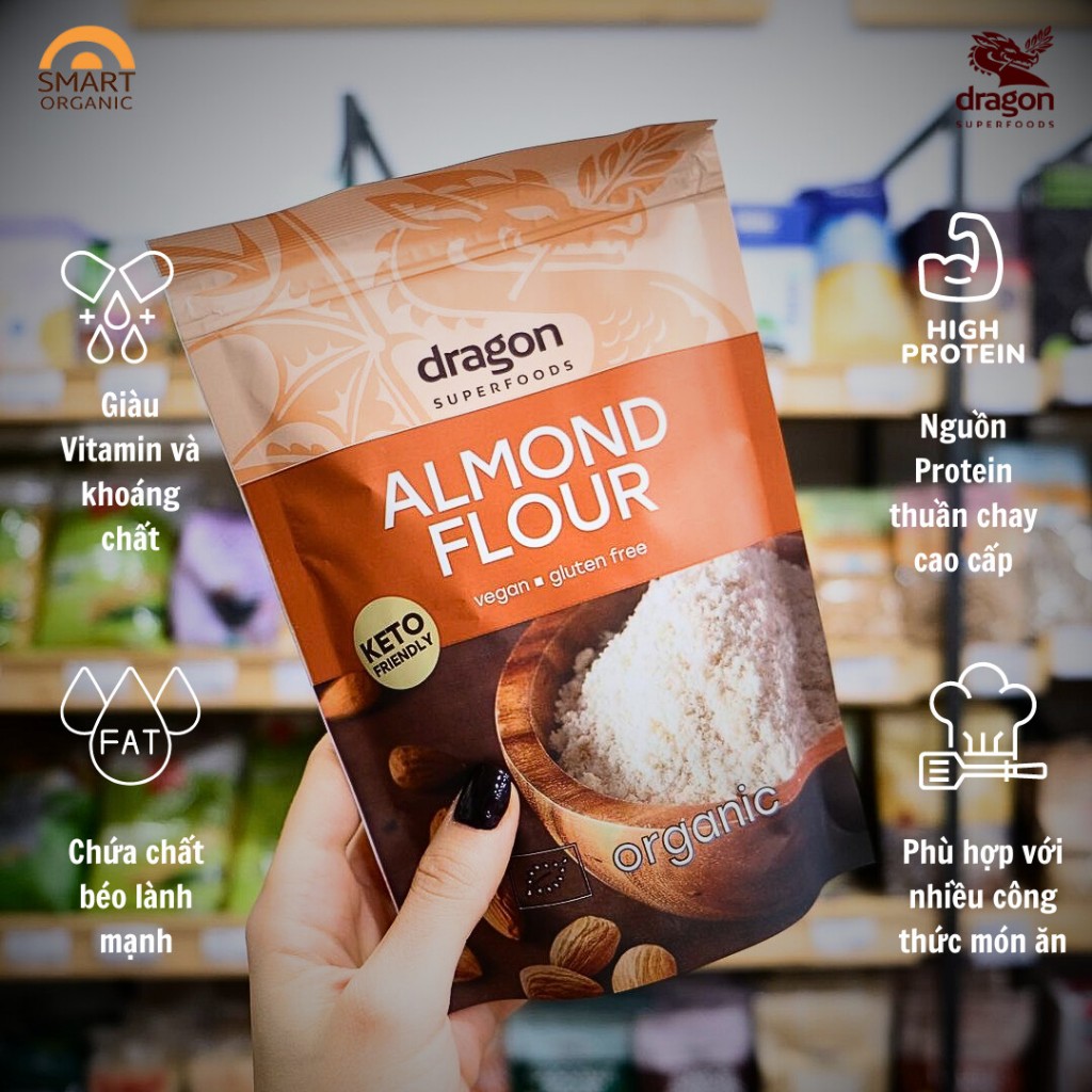 Bột Hạnh Nhân Hữu Cơ 50% Protein 200gr Dragon Superfood