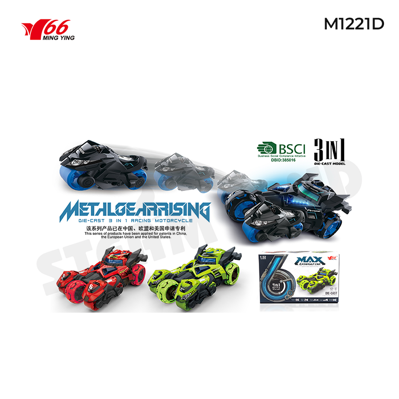 MY66-M1222D Xe hợp kim tỷ lệ 1:32 Mô Tô Đua 2 in 1