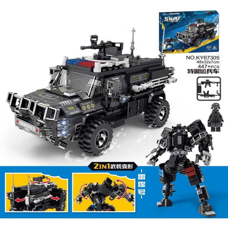 Bộ Lắp Ráp 2in1 Robot Xe Chở Quân SWAT - KAZI 67305