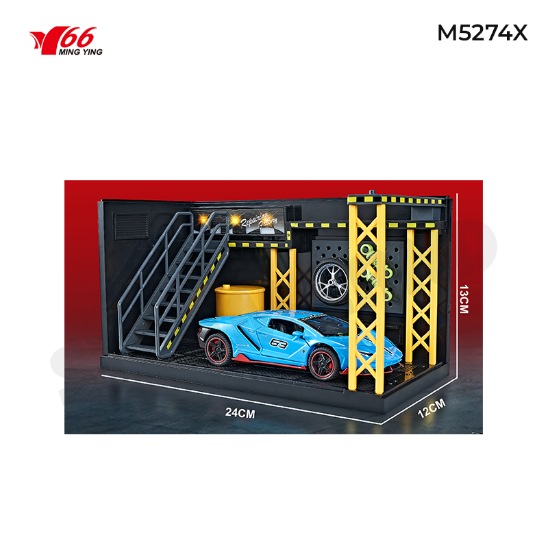 MY66-M5274X Xe hợp kim tỷ lệ 1:32 Lamborghini LP770 mầu xanh lam + Décor gara sửa chữa.