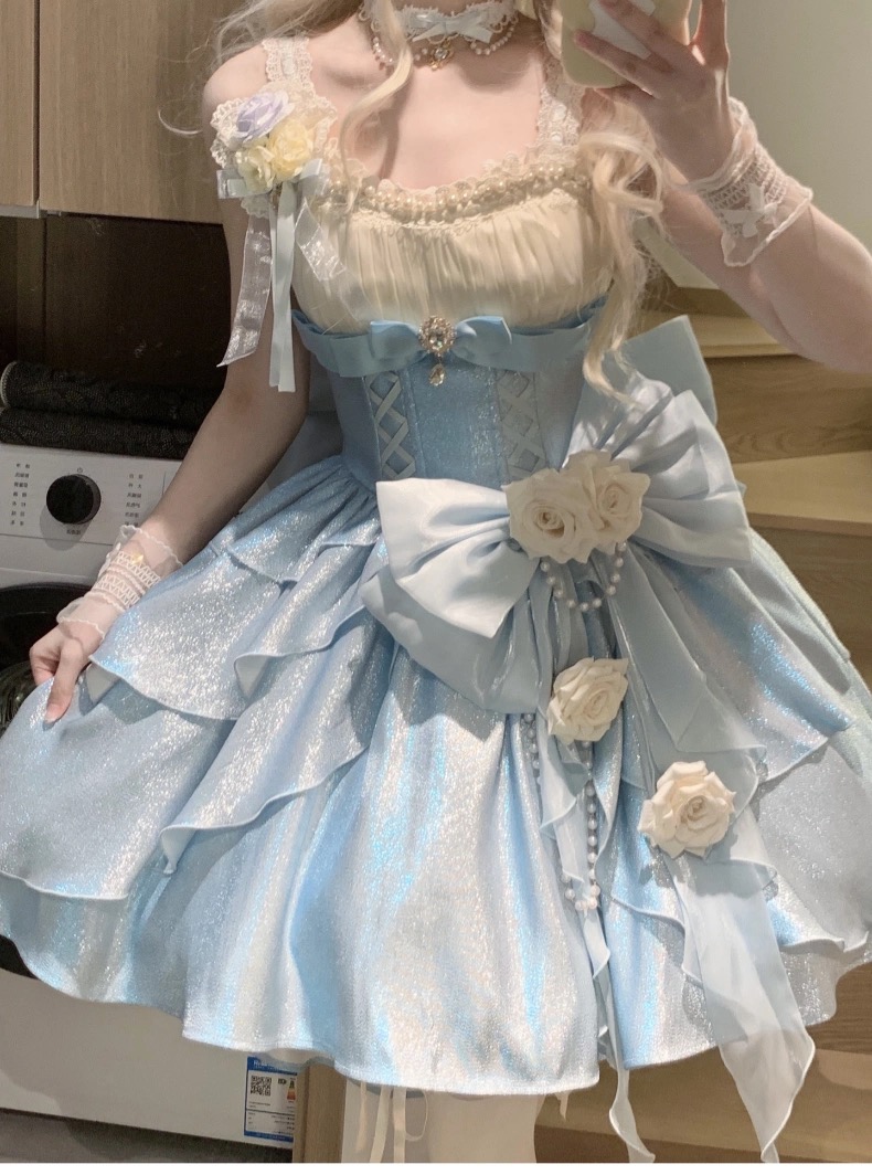 ( Stop Selling ) Rose Heart Knot Peach White Tea Original Lolita