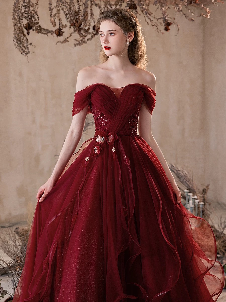Red evening gown for party R4020