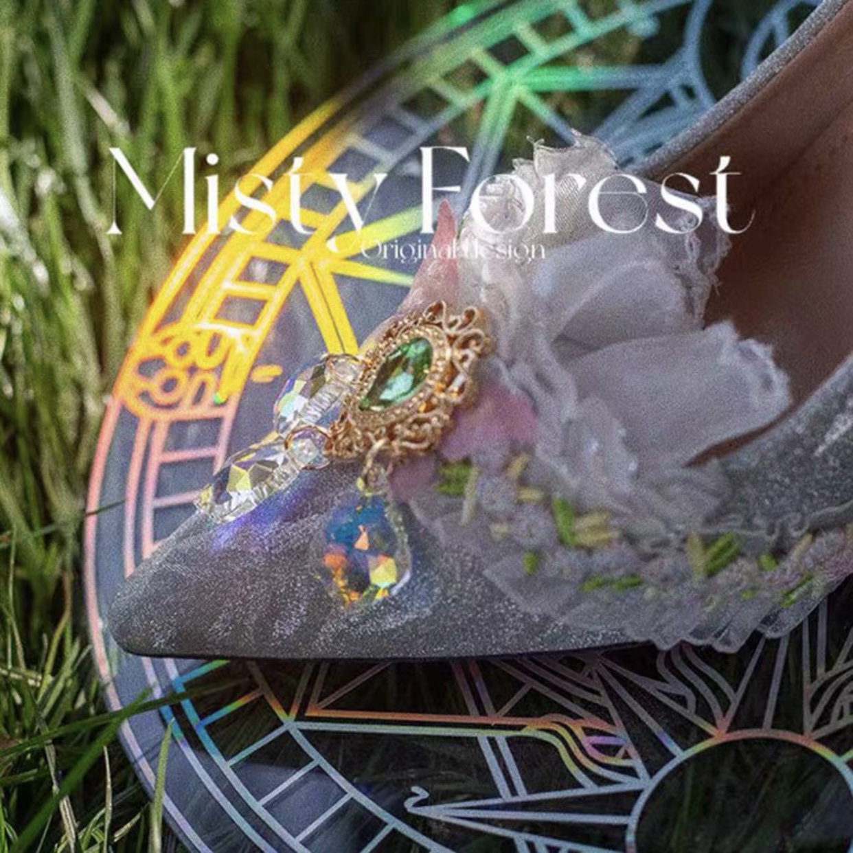 Crystal shoes with stones X Misty Forest